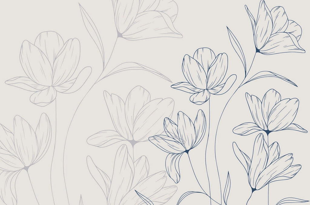 Desenho de flores sobre um fundo branco Desenho de flores sobre um fundo branco