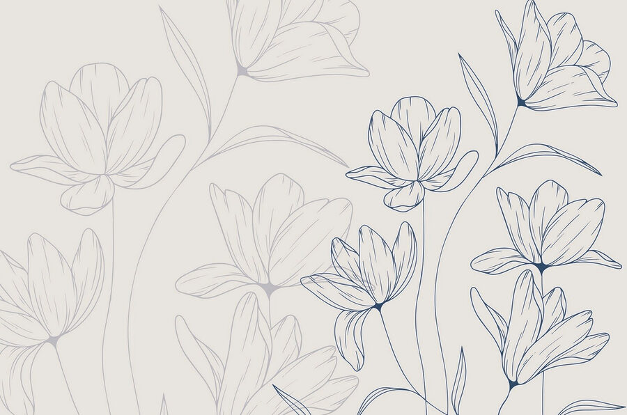 Desenho de flores sobre um fundo branco