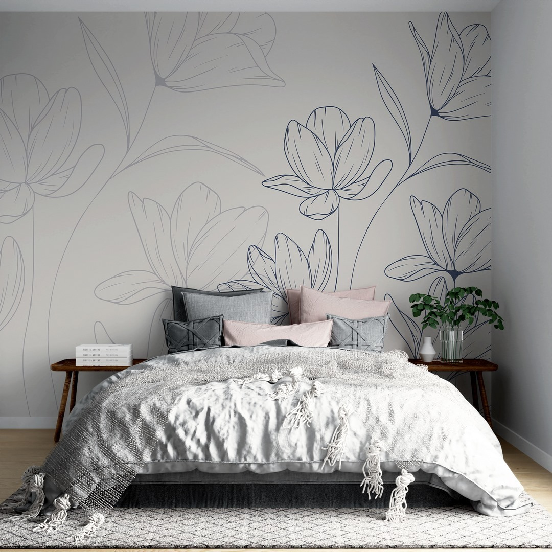 Drawing of flowers on a white background
