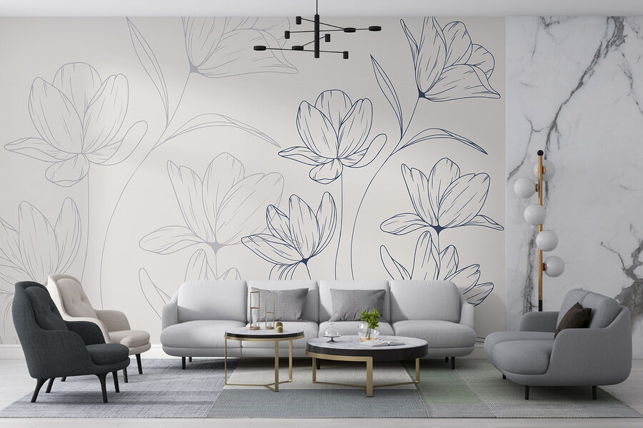Desenho de flores sobre um fundo branco
