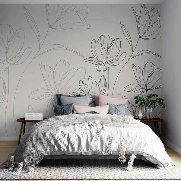 Desenho de flores sobre um fundo branco Desenho de flores sobre um fundo branco