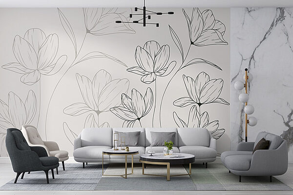 Desenho de flores sobre um fundo branco Desenho de flores sobre um fundo branco