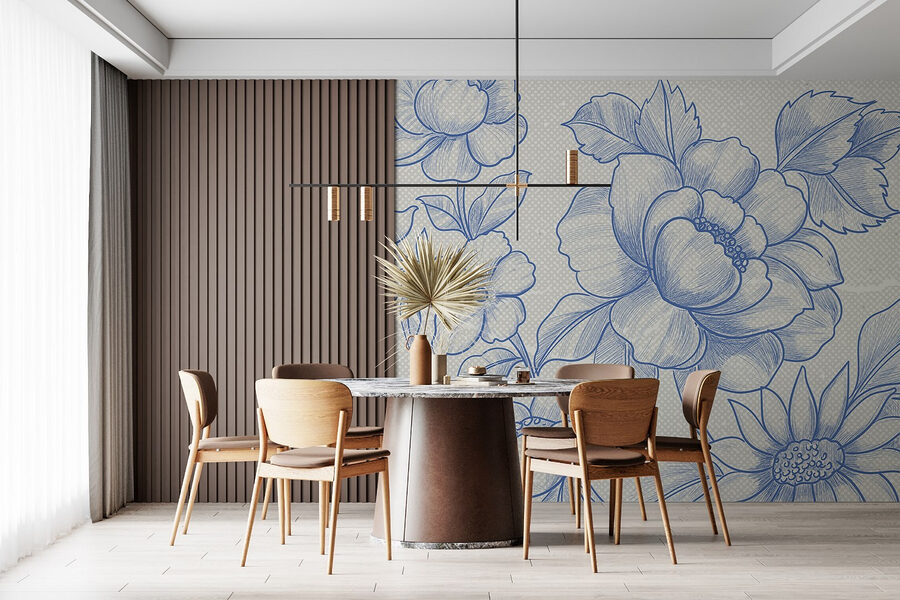 Desenho de flores e folhas