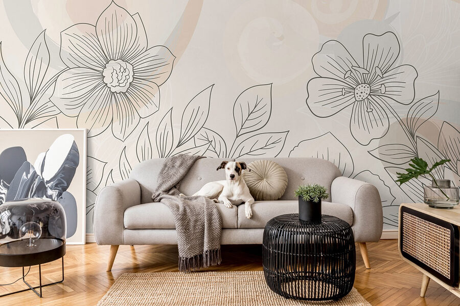 Desenho de flores e folhas