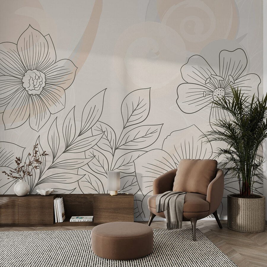 Desenho de flores e folhas