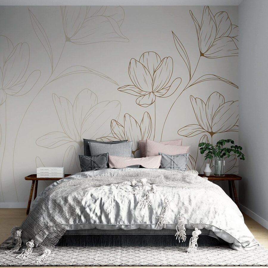 Desenho de flores sobre um fundo branco