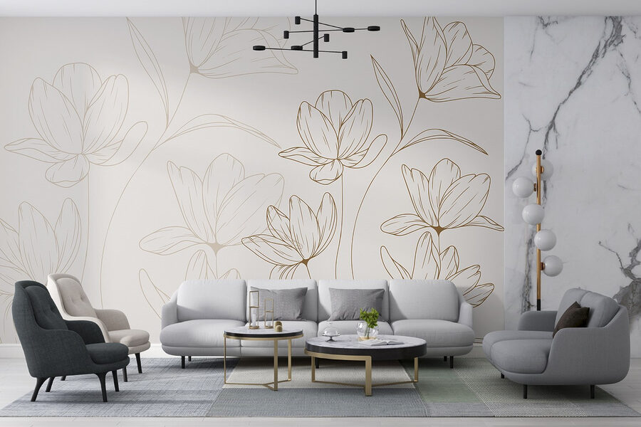 Desenho de flores sobre um fundo branco