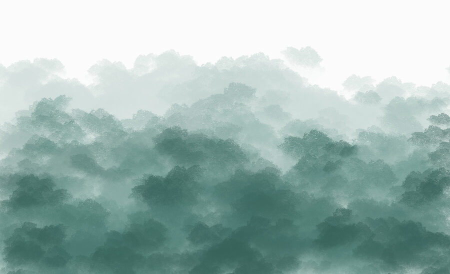 Céu enevoado, verde e branco
