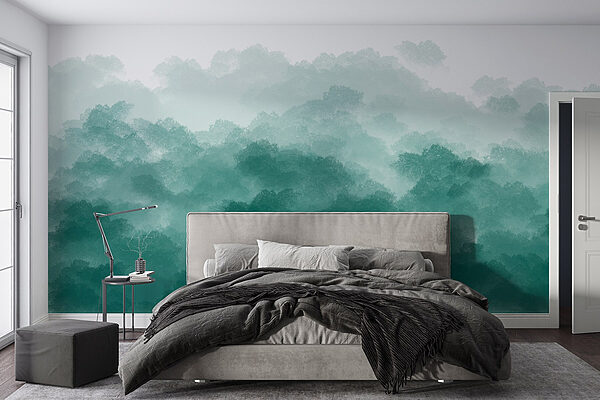 Céu enevoado, verde e branco Céu enevoado, verde e branco