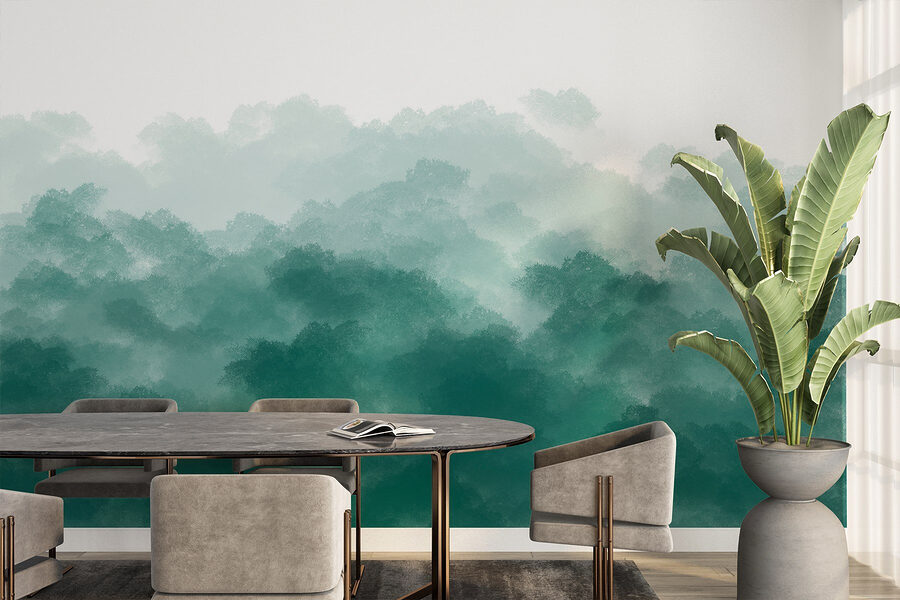 Céu enevoado, verde e branco