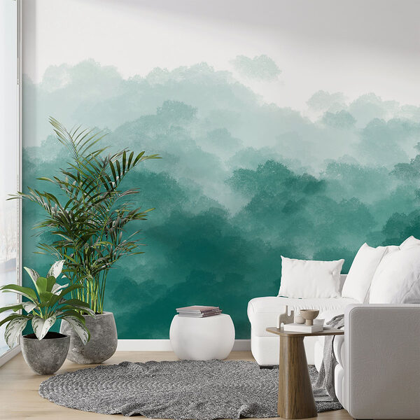 Céu enevoado, verde e branco Céu enevoado, verde e branco