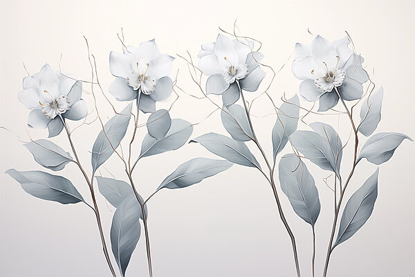 Grupo de flores brancas com folhas Grupo de flores brancas com folhas