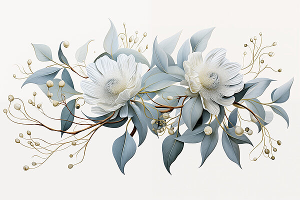 Flores e folhas brancas Flores e folhas brancas