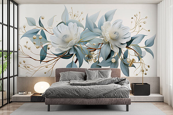 Flores e folhas brancas Flores e folhas brancas