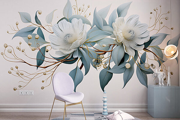 Flores e folhas brancas Flores e folhas brancas