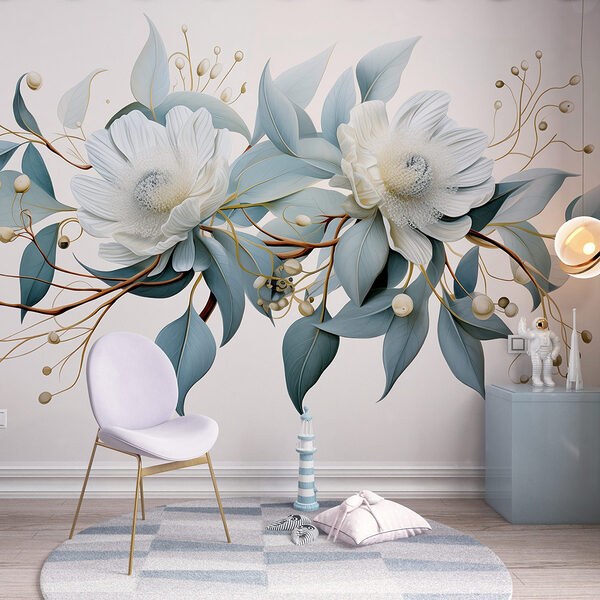 Flores e folhas brancas Flores e folhas brancas