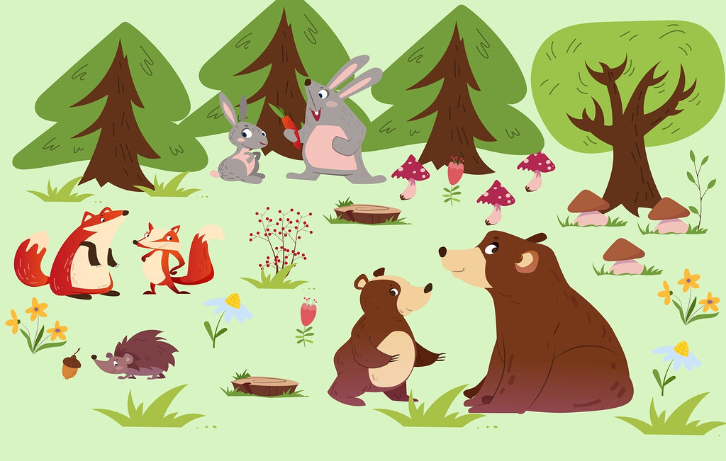 Grupo de animais no bosque Grupo de animais no bosque