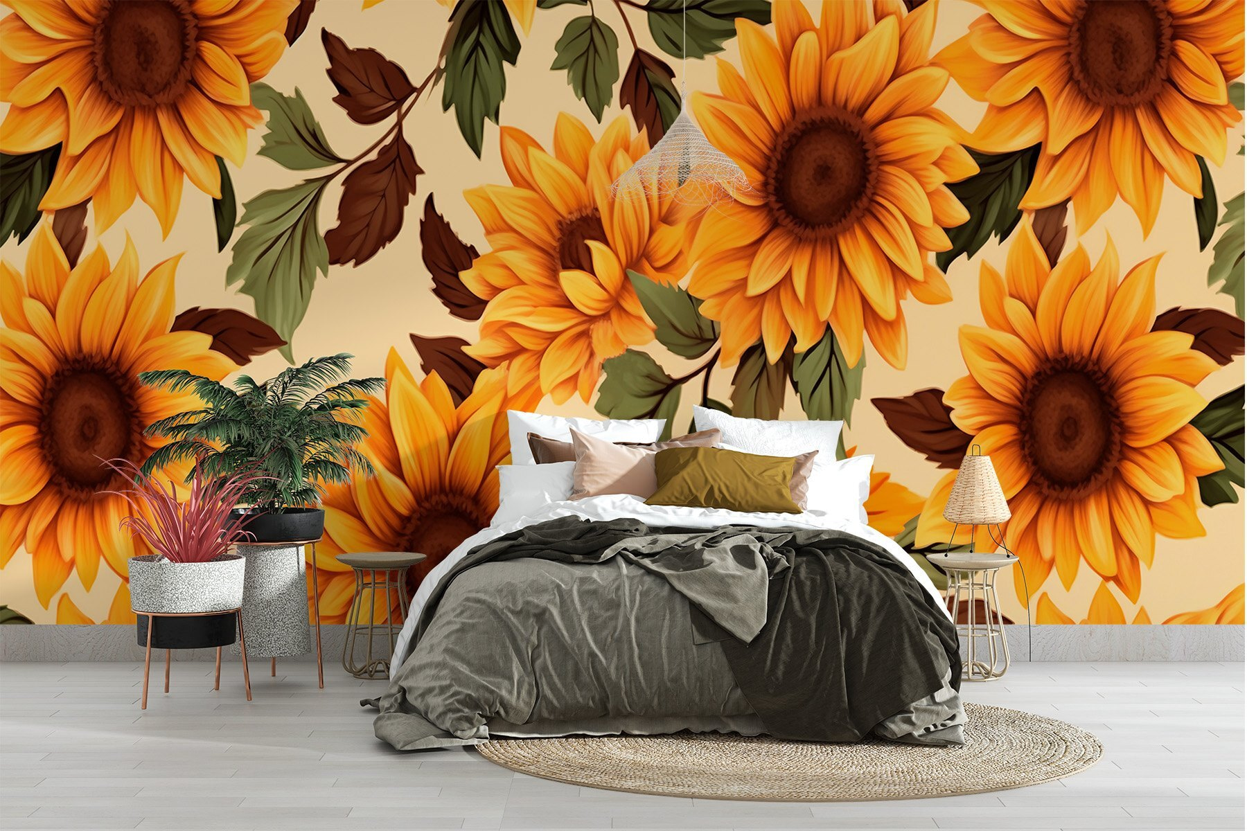 Pattern of sunflowers and leaves Pattern of sunflowers and leaves