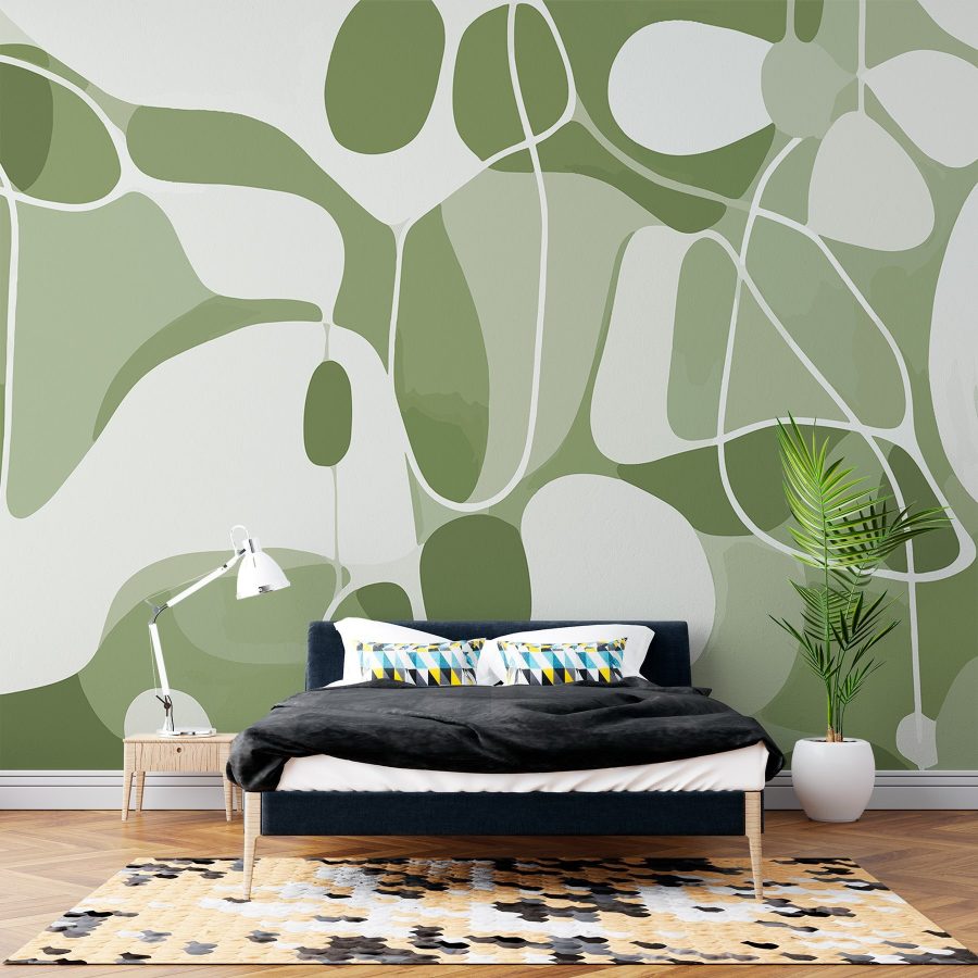 Papel de parede Padrão verde e branco - Image 2