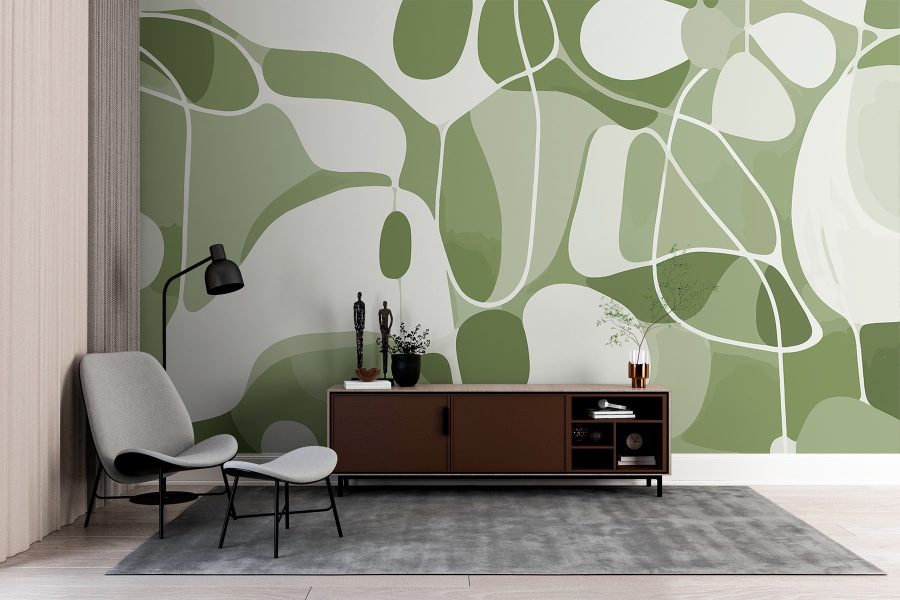 Papel de parede Padrão verde e branco - Image 3