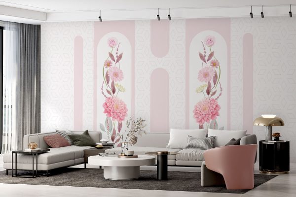 Flores e folhas cor-de-rosa sobre um fundo branco Flores e folhas cor-de-rosa sobre um fundo branco