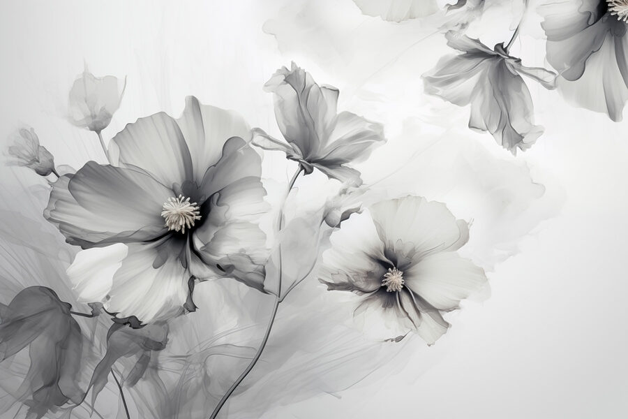 Grupo de flores num fundo branco