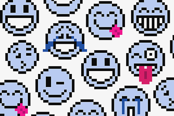 Padrão sem costuras de caras sorridentes azuis Padrão sem costuras de caras sorridentes azuis