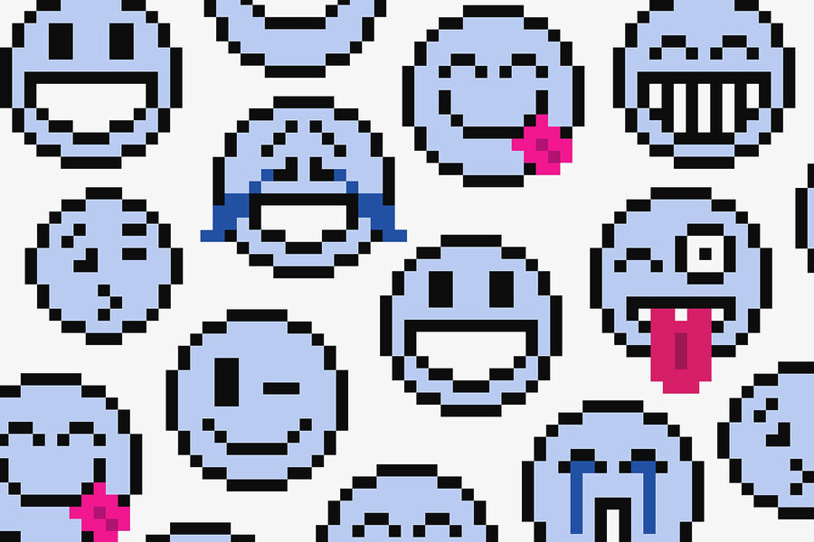 Papel de parede Padrão sem costuras de caras sorridentes azuis - Image 3