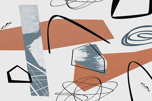 Formas abstractas e cores colidem de forma criativa. Formas abstractas e cores colidem de forma criativa.