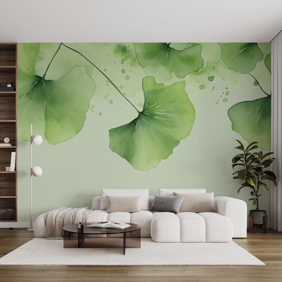 Elegantes folhas verdes em tons suaves Elegantes folhas verdes em tons suaves