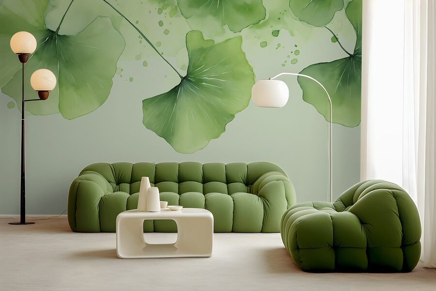 Elegantes folhas verdes em tons suaves Elegantes folhas verdes em tons suaves