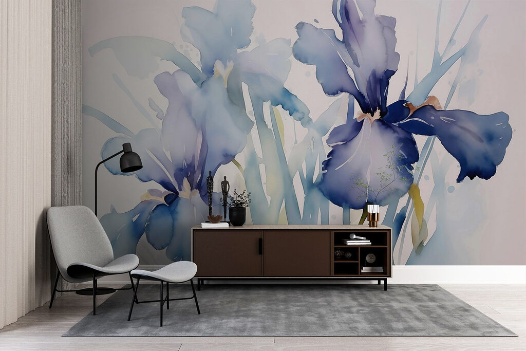 Painting of flowers on a white background Painting of flowers on a white background