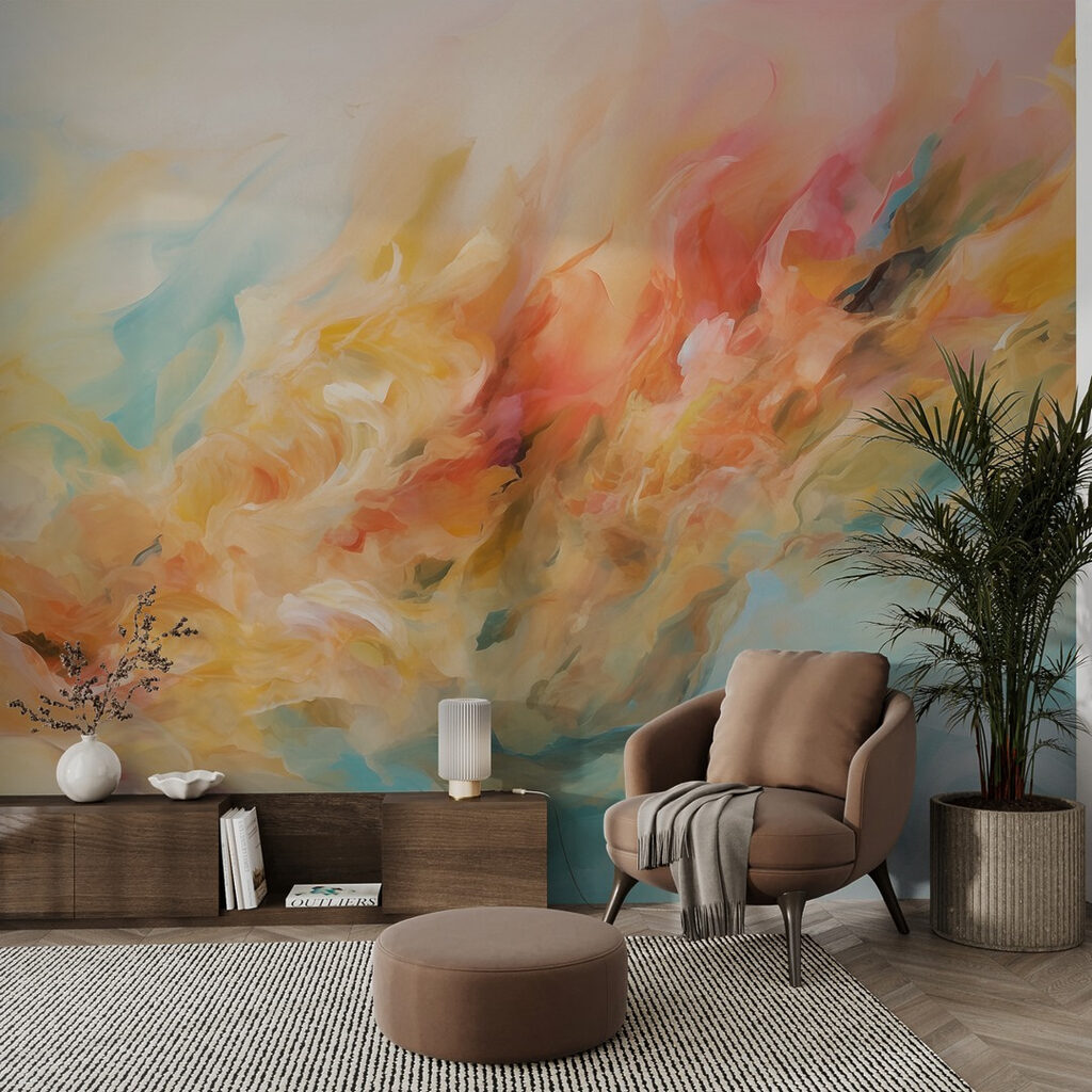 Colorful painting of a cloud of paint