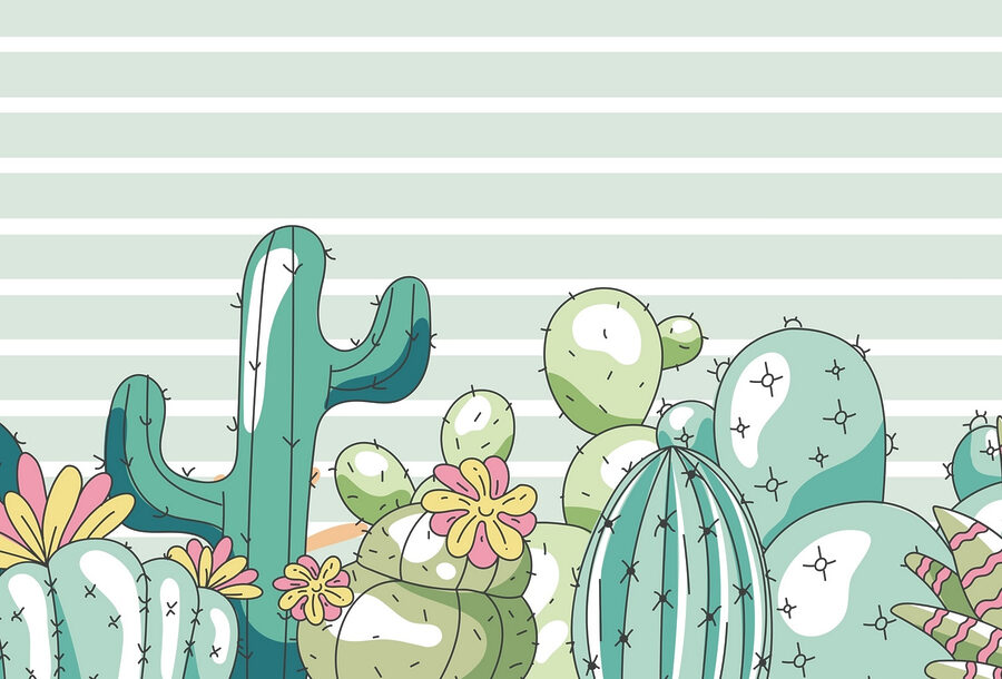 Papel de parede Grupo de cactos com flores - Image 3