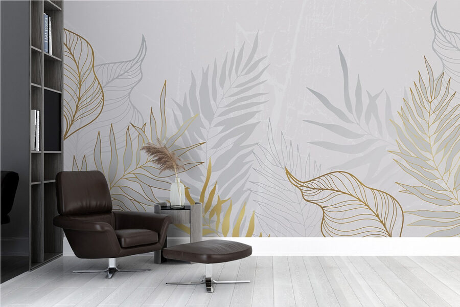 Papel de parede Folhas delicadas em tons suaves - Image 2