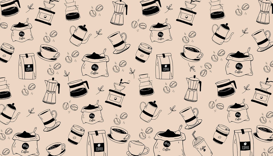 Padrão de objectos de café
