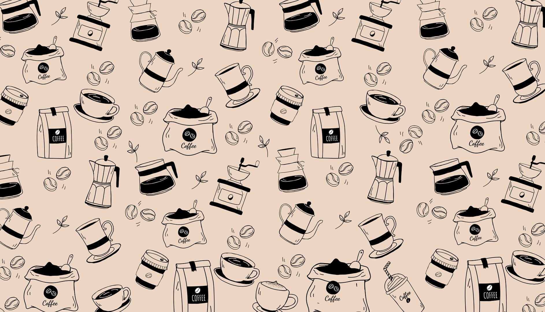 Pattern of coffee objects