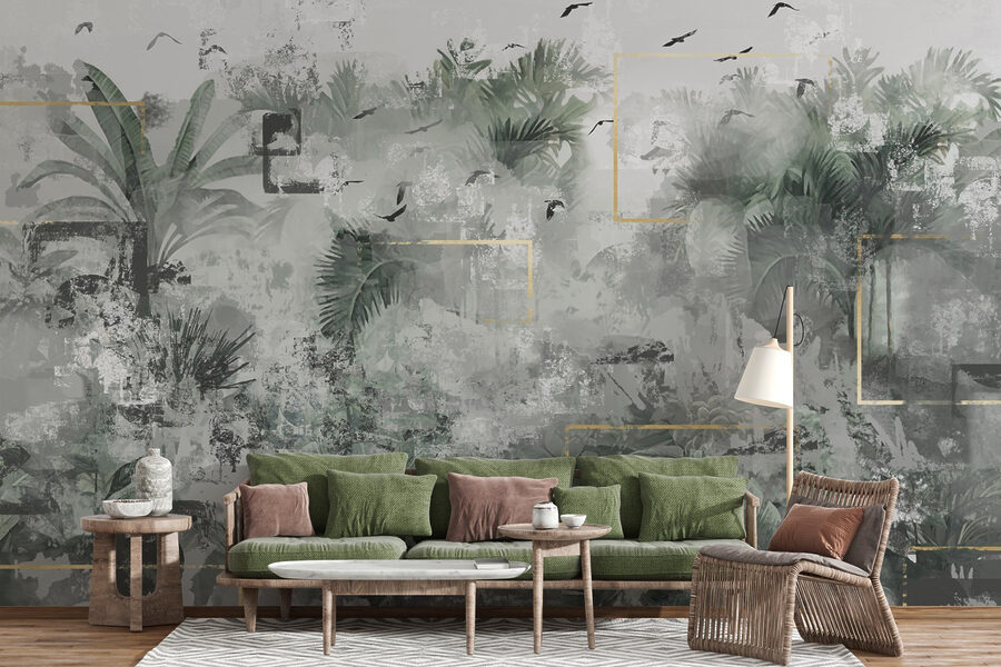 Pintura de uma floresta tropical