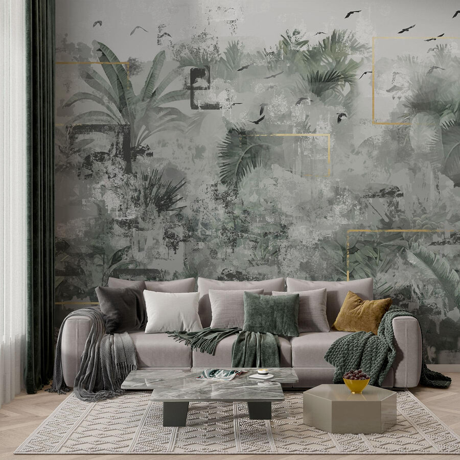 Pintura de uma floresta tropical