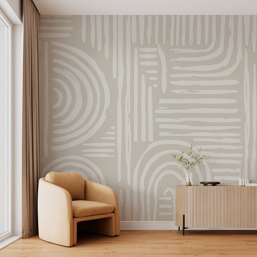 Papel de parede Padrão branco e cinzento
