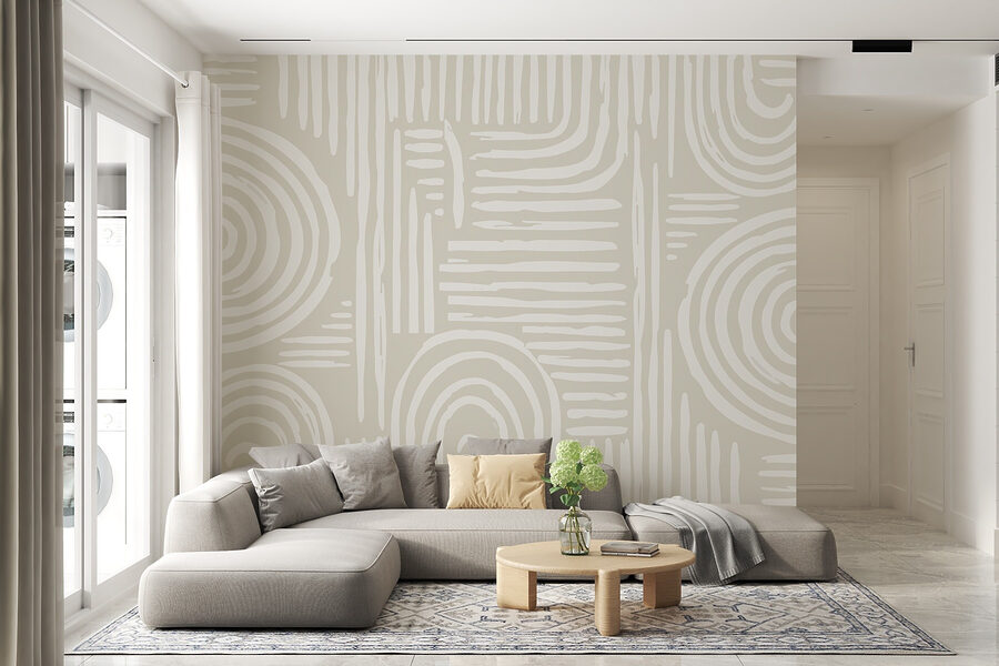 Papel de parede Padrão branco e cinzento - Image 2