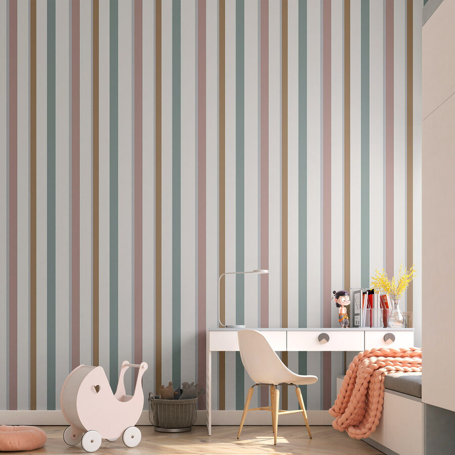 Papel de parede Riscas abstractas em tons pastel suaves.