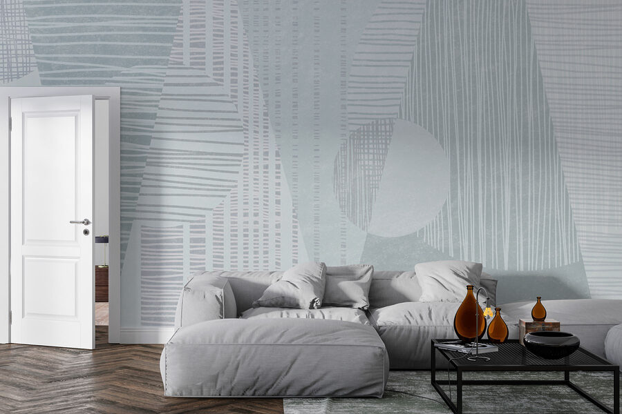 Formas abstractas em cores suaves.