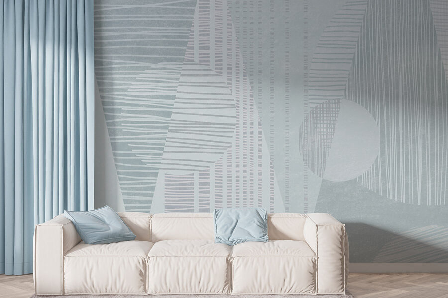 Formas abstractas em cores suaves.