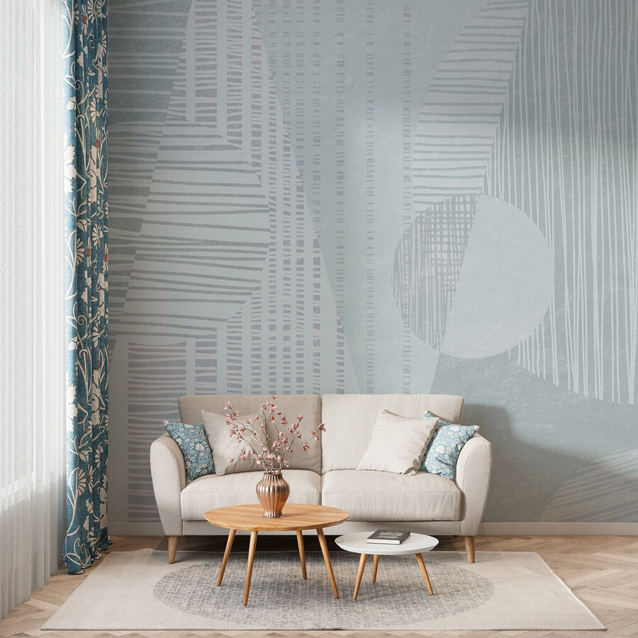 Formas abstractas em cores suaves.