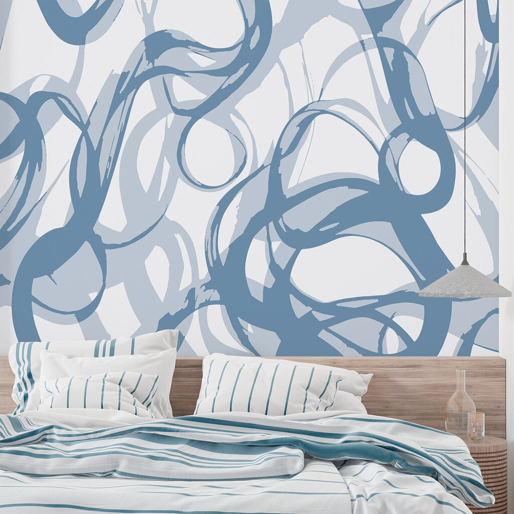 Blue and white swirls