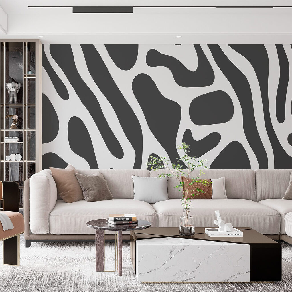 Flowing abstract design in gray tones