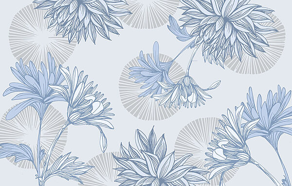 Padrão floral azul e branco Padrão floral azul e branco
