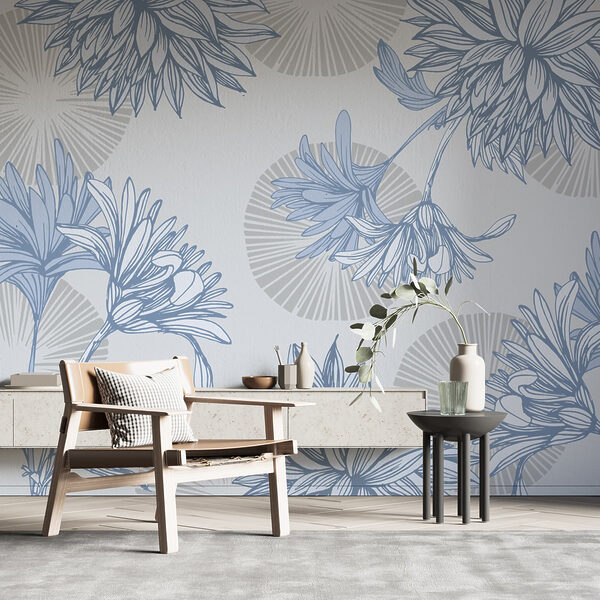 Padrão floral azul e branco Padrão floral azul e branco