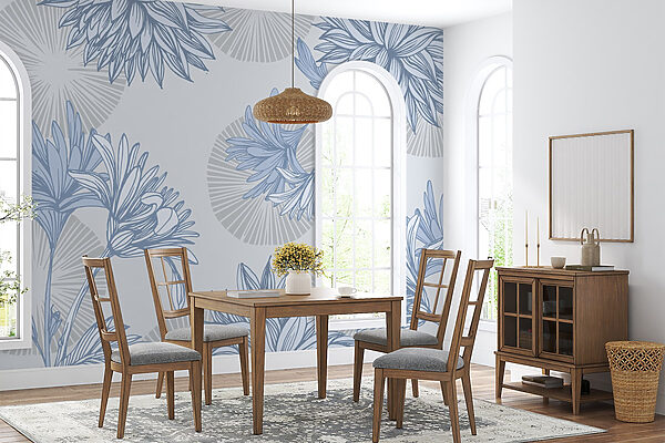 Padrão floral azul e branco Padrão floral azul e branco
